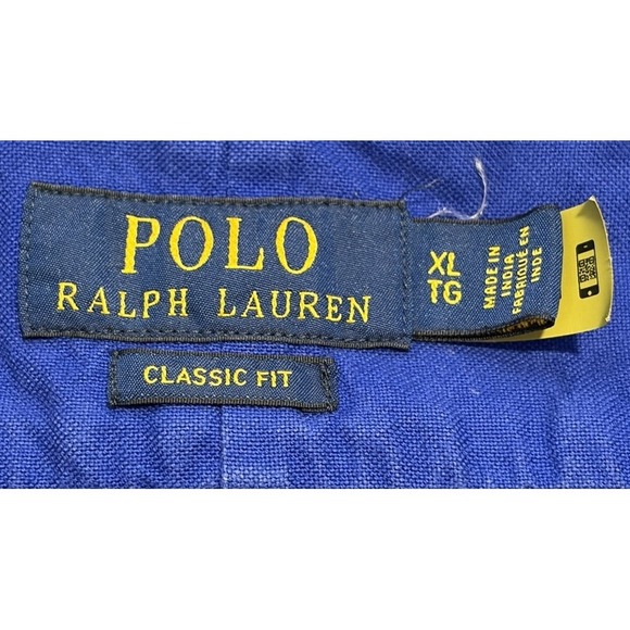 Polo Ralph Lauren Mens Short Sleeve Button Up Bright Blue Size XL Green Pony - Picture 2 of 6